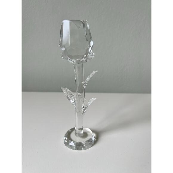 Vintage Glass Rose Tulip Flower Long Stem *Read One Broken Petal - Picture 2 of 7